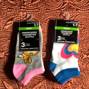 🧦 6 Pairs Girls Fashion Socks Fox 🦊 Hearts 💕